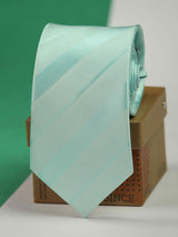Turquoise Blue Stripe Woven Necktie - TOSSIDO