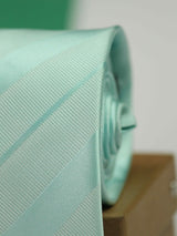 Turquoise Blue Stripe Woven Necktie - TOSSIDO