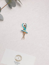 Turquoise Enamel Ballerina Brooch - TOSSIDO