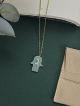 Turquoise Hamsa Evil Eye Pendant Necklace - TOSSIDO