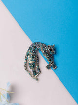 Turquoise Panther Brooch - TOSSIDO