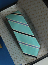 Turquoise Stripe Woven Silk Necktie - TOSSIDO