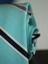 Turquoise Stripe Woven Silk Necktie - TOSSIDO
