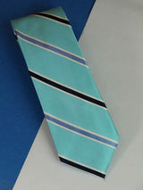 Turquoise Stripe Woven Silk Necktie - TOSSIDO