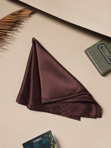Walnut Brown Solid Silk Pocket Square - TOSSIDO