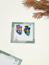 Wave Heart & Sunflower Artist Heart Enamel Pin Set of 2 - TOSSIDO