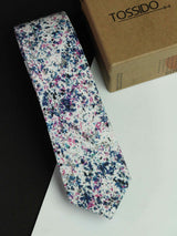 White Abstract Skinny Necktie - TOSSIDO
