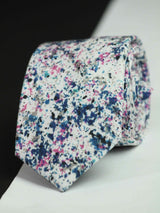 White Abstract Skinny Necktie - TOSSIDO