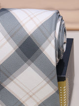 White Checks Micro Fiber Necktie - TOSSIDO