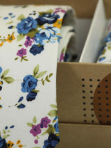 White Floral Necktie & Pocket Square Giftset - TOSSIDO