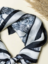 White Floral Printed Satin Neckerchief - TOSSIDO