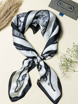 White Floral Printed Satin Neckerchief - TOSSIDO
