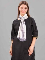 White Floral Printed Stole - TOSSIDO