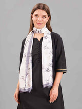 White Floral Printed Stole - TOSSIDO