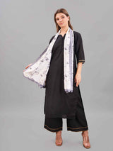 White Floral Printed Stole - TOSSIDO