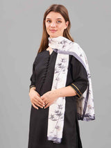 White Floral Printed Stole - TOSSIDO