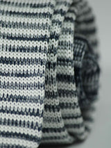 White & Grey Stripe Knitted Necktie - TOSSIDO