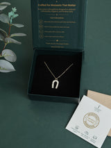 White Horseshoe Pendant Necklace