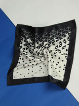 White & Midnight Blue Abstract Pocket Square - TOSSIDO