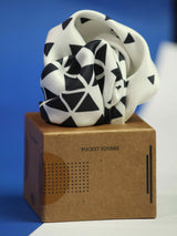 White & Midnight Blue Abstract Pocket Square - TOSSIDO