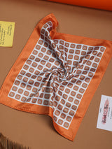 White & Orange Geometric Pocket Square - TOSSIDO