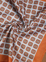 White & Orange Geometric Pocket Square - TOSSIDO