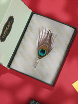 White Peacock Feather Brooch - TOSSIDO