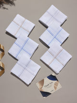 White Pinline Border Cotton Handkerchief Set - TOSSIDO