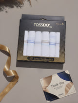 White Pinline Border Cotton Handkerchief Set - TOSSIDO