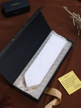 White Solid Knitted Necktie - TOSSIDO