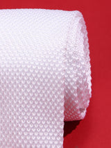 White Solid Knitted Necktie - TOSSIDO