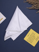 White Solid Pocket Square - TOSSIDO