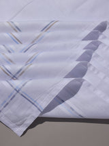 White Tan & Blue Border Stripe Cotton Handkerchief Set - TOSSIDO