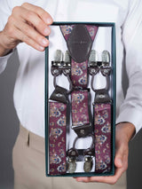 Wine Paisley Suspender with Vegan Leather patch - TOSSIDO