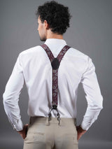 Wine Paisley Suspender with Vegan Leather patch - TOSSIDO