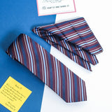 Wine Stripe Necktie & Pocket Square Giftset - TOSSIDO