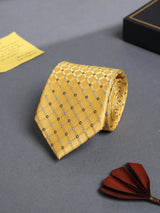 Yellow Check Woven Silk Necktie - TOSSIDO