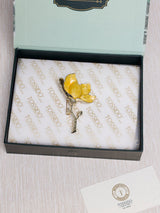 Yellow Enamel Magnolia Brooch - TOSSIDO