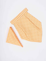 Yellow Geometric Woven Cravat & Pocket Square Set - TOSSIDO