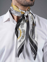 Yellow & Grey Paisley Neckerchief - TOSSIDO