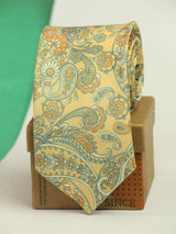 Yellow Paisley Printed Necktie - TOSSIDO
