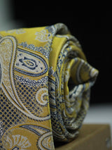 Yellow Paisley Woven Necktie - TOSSIDO