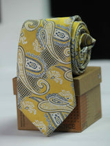 Yellow Paisley Woven Necktie - TOSSIDO