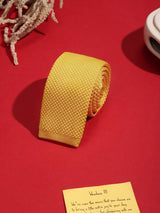 Yellow Solid Knitted Necktie - TOSSIDO