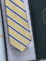Yellow Stripes Woven Silk Necktie - TOSSIDO