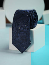Navy Blue Floral Handmade Silk Necktie