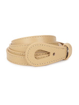 Beige Slim Vegan Leather Women's Belt - TOSSIDO