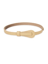 Beige Slim Vegan Leather Women's Belt - TOSSIDO