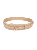 Beige Women's Vegan Leather Belt and Gold Buckle - TOSSIDO
