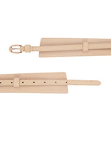 Beige Women's Vegan Leather Belt and Gold Buckle - TOSSIDO